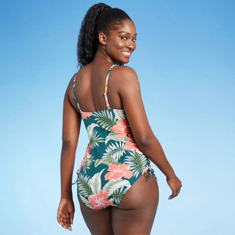 Women's Side-Tie Medium Coverage One Piece Swimsuit - Kona‎ Sol Teal